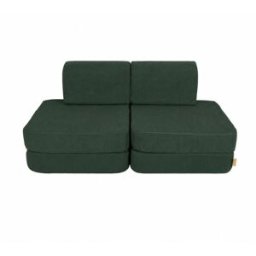 MeowBaby Sofá infantil 4 módulos 120 cm pana fina, verde bosque