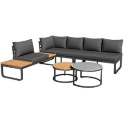 REDOM Conjunto de sofá y mesa de exterior en metal, gris