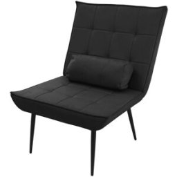 ML-Design Sillón para el salón butaca de lectura con respaldo inclinado negro