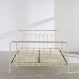 Maisons du Monde Cama de acero beige de 160x200 cm con somier