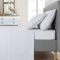 Casa da Laura Sábanas 100% algodón 300 hilos bordado blanco cama 150/160 2 almohad