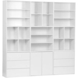 sweeek Kit de estantería modular de madera, 9 elementos, blanco