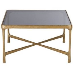Maisons du Monde Mesa de centro redonda en cristal tintado y aluminio latonado Ø 81 cm