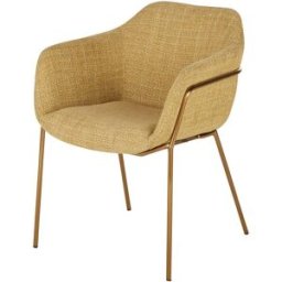 Maisons du Monde Silla de comedor de tela ocre y patas de acero dorado