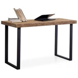duehome Mesa de escritorio con patas metálicas 120x60 cm roble boreal negro