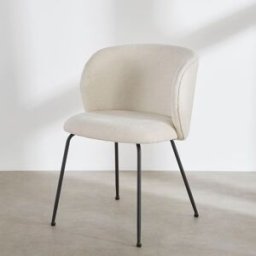 Maisons du Monde Silla de comedor en tejido crudo con patas de acero negro