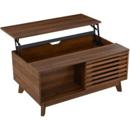 OKWISH Mesa de centro nogal de mdf con tapa elevable 90x55x57,5 cm