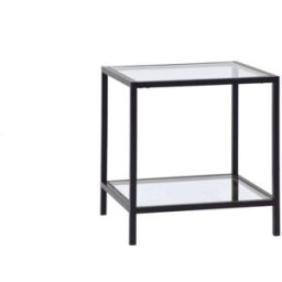 Klast Home Mesa auxiliar de cristal y metal negro 50x55 cm