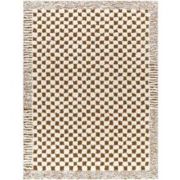 Livabliss Alfombra moderna con diseño de cuadros marrón 160x213