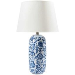 Beliani Lámpara de mesa porcelana blanco azul