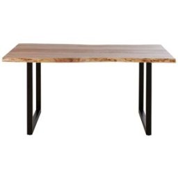 Maisons du Monde Mesa de comedor de acacia maciza y acero negro 160 cm