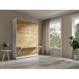 Unique Escritorio plegable para cama abatible 140 x 200 cm - Color: Natural y blanco - RAPILI