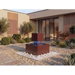 Unique Fuente de exterior de acero inoxidable con LED - Alt. 65 cm - Terracota - CARDINA