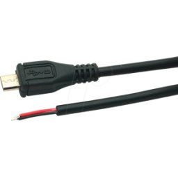 FREI USB-B AWG22 20 - Micro USB B plug en los extremos libres, negro, 20 cm