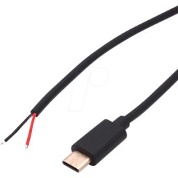FREI USB-C AWG22 20 - Enchufe USB C en los extremos libres, negro, 20 cm