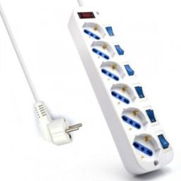 Ewent EW3932-3M, 6 salidas AC, Tipo F, 3500 W, 3 m, Blanco