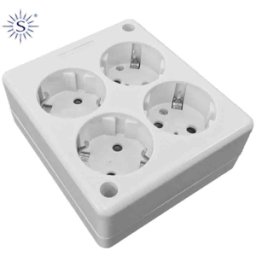 false BASE 4 TOMAS CUADRADA T/T LATERAL 16A 250V BLANCO SIN CABLE