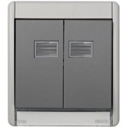 MARCO CON TECLA DOBLE GRIS AQUA Simon ref. 4400026-035