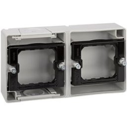 BASE CAJA ESTANCA GRIS 2 ELEMENTOS HORIZONTAL AQUA Simon ref. 4400761-035