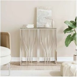 vidaxl Mesa consola acero inoxidable y vidrio 70x30x70 cm
