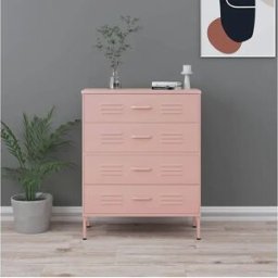 vidaxl Armario de cajones de acero rosa 80x35x101,5 cm
