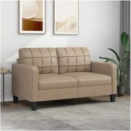 vidaxl Sofá de 2 plazas de cuero sintético color capuchino 140 cm