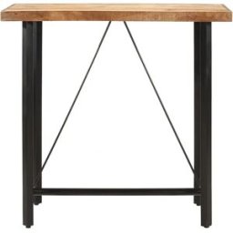 vidaxl Mesa alta de hierro y madera maciza de mango 110x55x107 cm