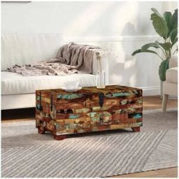 vidaxl Mesa de centro baúl de madera maciza reciclada 80x40x35 cm