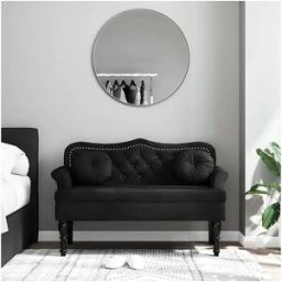 vidaxl Banco con cojines Terciopelo negro 120,5x65x75 cm