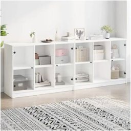vidaxl Estantería con puertas madera de ingeniería negro 204x37x75 cm