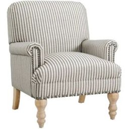 Dorel Home Silla decorativa en lino beige a rayas