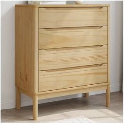 vidaxl Cómoda cajonera FLORO madera maciza de pino marrón cera