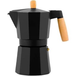 Cafetera Italiana BRA Market 6 Tazas Aluminio Inducción Mango Madera
