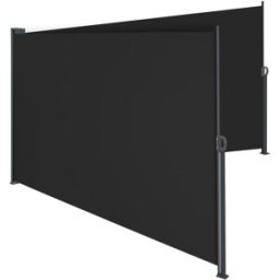 Tectake Toldo lateral doble, extensible, enrollable, acero, negro 600x9x180cm