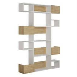 Habitat & Jardin Estantería de madera > 120 x 27 x 171 cm - blanca