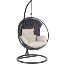 Outdoor living Silla colgante acero cojín negro