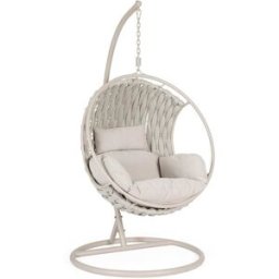 Outdoor living Silla colgante acero cuerda beige