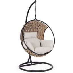 Outdoor living Silla colgante acero cojín marrón