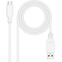 Nanocable Cable USB 2.0 3A, tipo USB-C/M-A/M, Blanco, 3 m