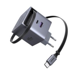 Cargador Ugreen Nexode Pro 65W GaN Cable Retráctil USB-C y USB-A