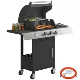 Barbacoa de gas Welltin 3 quemadores 8,1 kW hierro fundido armario ruedas