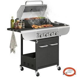 Barbacoa de gas Welltin 4 quemadores 12,8 kW con parrilla hierro fundido