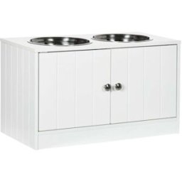 Urban Meuble Comedero elevado para perros con almacenamiento y 2 cuencos de inox