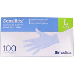 Bimedica sensiflex guantes nitrilo azul s/polvo t/g 100 un