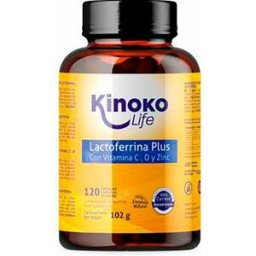 Kinoko life lactoferrina plus (500mg vitc,zinc y vit d3 2000iu) 120 cap.