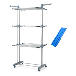 Innovagoods Ig827809 Pack Tendedero Plegable Vertical Con Ruedas Y Doblador De Ropa Azul 49-62 X 175 X 73 Cm