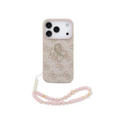 Guess Funda Para Iphone 17 Pro Max – Carcasa De Polipiel Rosa Con Logo 4g Clásico Y Correa De Perlas, Diseño Elegante Y Ajuste Preciso