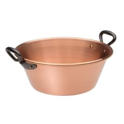 Baumalu Sartén/baño Para Mermeladas De Cobre 26 Cm, Espesor 1,7 Mm, Bordes Enrollados Y Asas De Hierro Fundido Remachadas, Interior Cepillado/pulido