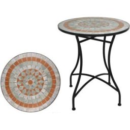 WellHome Mesa de jardín redonda mosaico cerámico