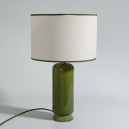 Maisons du Monde Lámpara de mesa de gres verde y tela beige Alt. 48,5 cm